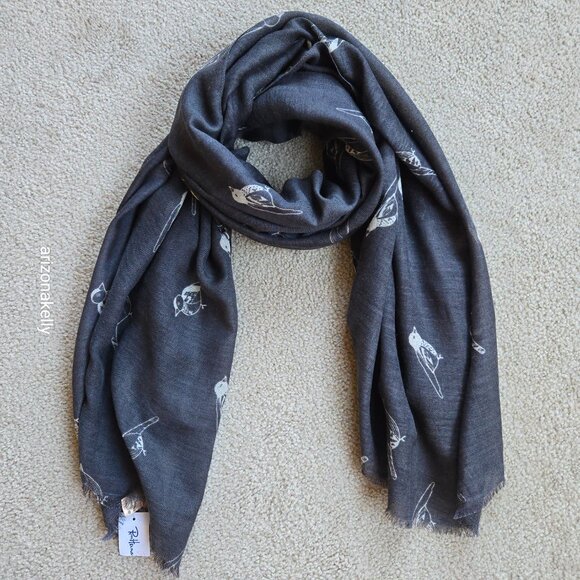 NWT Beck Sondergaard Wool/Silk Sparrow Scarf LIghtweight Bird - Picture 9 of 11